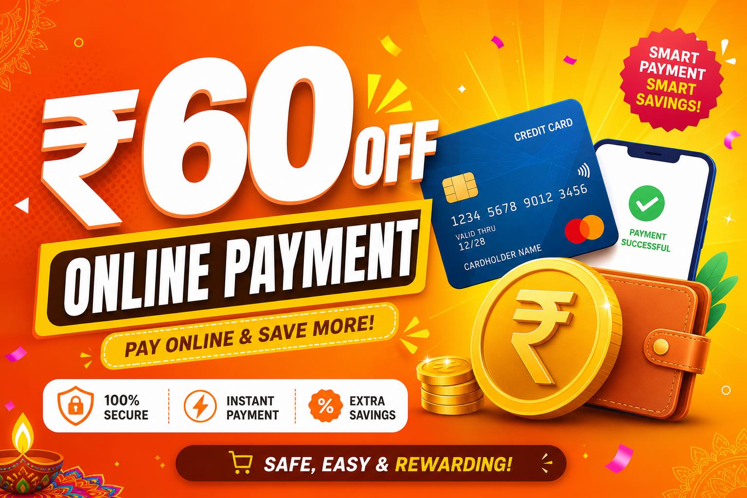 Online payment par ₹60 OFF